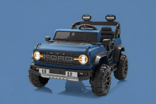 24V 2 Seater Ride on Cars, Licensed Ford Bronco Raptor Powered Ride on Toys with Remote Control, 4 Wheels Spring Suspension, Bluetooth, LED Light, Electric Cars for Kids Ages 3-8 Gifts, Blue